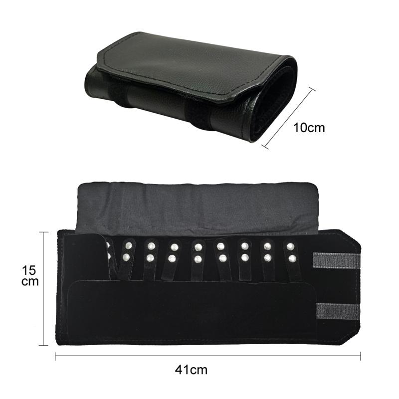 Black PU Leather Inner Black or Grey Velvet Jewelry Storage Bag MiNi Roll Bag Necklace Ring Earrings Pendant Storage Roll Bag