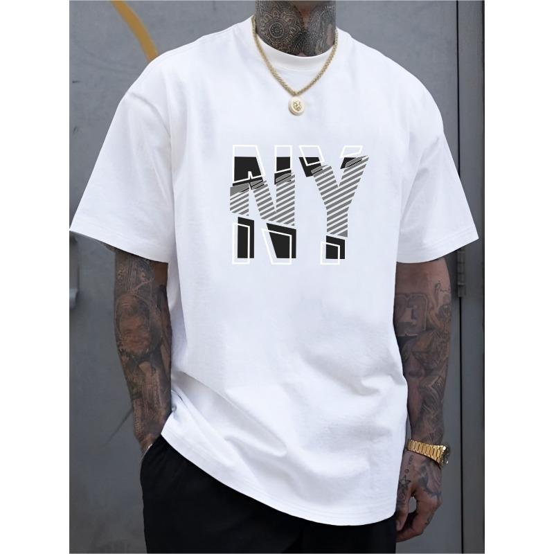 Men s New Fashion New York Letter Print Casual Short Sleeves Summer Cool, Fashionable All-matching, Comfortable Summer Men s Casual Short Sleeves S белый
