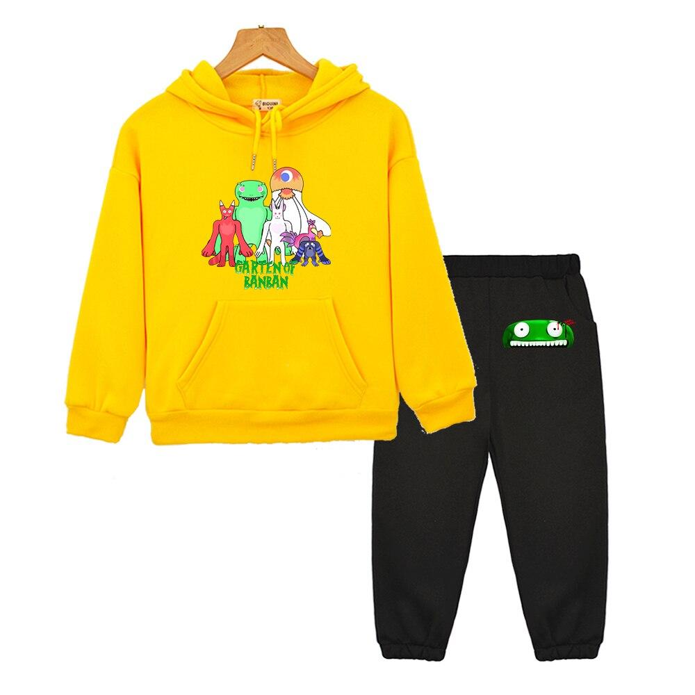 

Game Garten of Banban Monster Print Hoodies Sets Kawaii Cartoon Graphic Children Sweatshirts Long Sleeve Boys and Girls Hoody Children suit Hoodie set