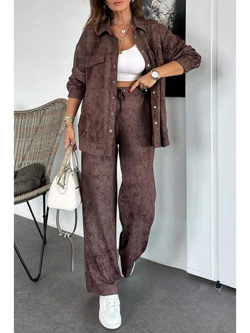 

2024 Комплект повседневной футболки тай-дай и брюк широкого кроя с карманами XXXL коричневый