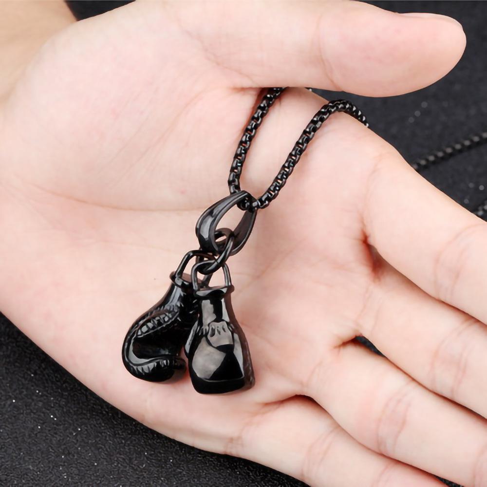 2025 Trendy European & American Fitness Boxing Glove Necklace - Punk Style Pendant Accessory