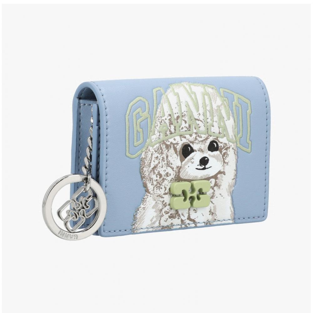 Ganni Poodle Logo Bow Flap Card Wallet A6777 326