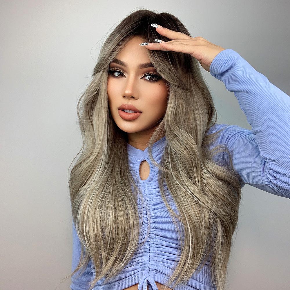 ALAN EATON Long Wavy Synthetic Hair Wigs Cosplay Party Daily Heat Resistant Wigs for Women