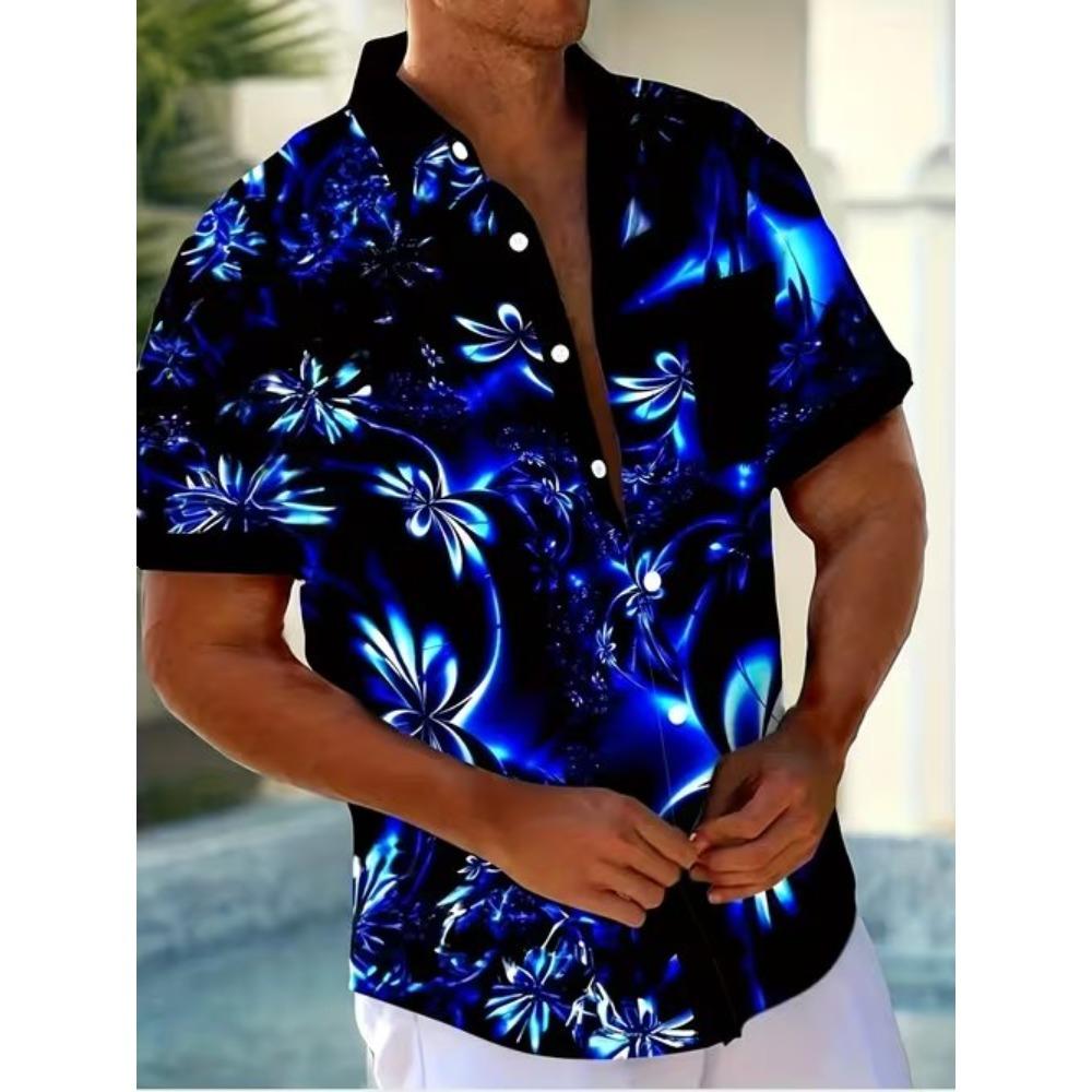 

Men s Minimalist Lines 3D Print Shirt Button Up Shirt Casual Shirt Summer Shirt Short Sleeve Daily Vacation Clothing XS синий