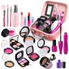 Kids Pretend Play Makeup Set With Handbag Toy Girls Ages 4-6 21-Piece Cosmetic Playset Plastic Dress-Up Kit
