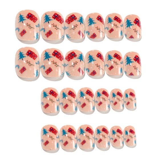 24 pezzi/set autoadesivi portatili adorabili ecologici natalizi autoadesivi per unghie punte per unghie per bambini