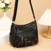 Women's Soft Leather Multi-compartment Multi-pocket Stitching Single Shoulder Messenger Bag