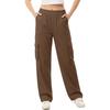 Women's Color Elastic Waist Cargo Pants with Pockets Casual Work Trousers