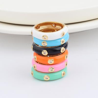 Colorful Enamel Gold Color Open Band Rings For Women Girl Cubic Zircon Neon CZ Stack Stacking Finger Ring