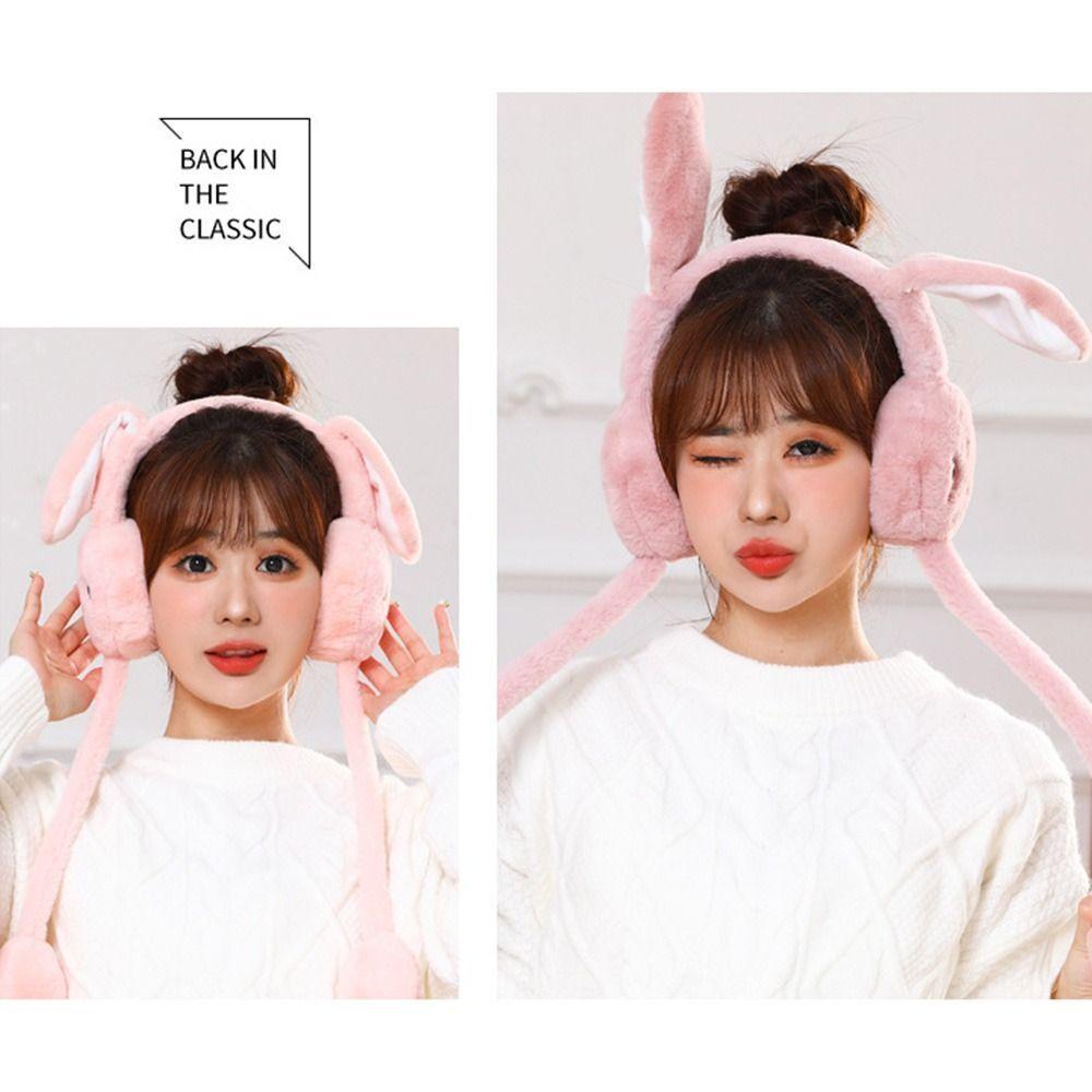 Caps Moving Rabbit Earmuffs Ears Protection Ear Warmers Winter Plush Ear Muffs