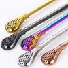 Colorful 304 Stainless Steel Tea Drinking Straws Spoon Yerba Mate Tea Filter Reusable Metal Kitchen Bar Milk Tea Stirring Spoon