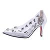 Silver Transparent Rhinestone High Heels Women 2025 Summer Banquet Red Bottom Fine Heel Crystal Wedding Shoes Tacones Mujer