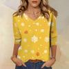 Women's T Shirt CHristmas Print 3/4 Sleeve Daily Weekend Fashion Basic V- Neck Regular Top