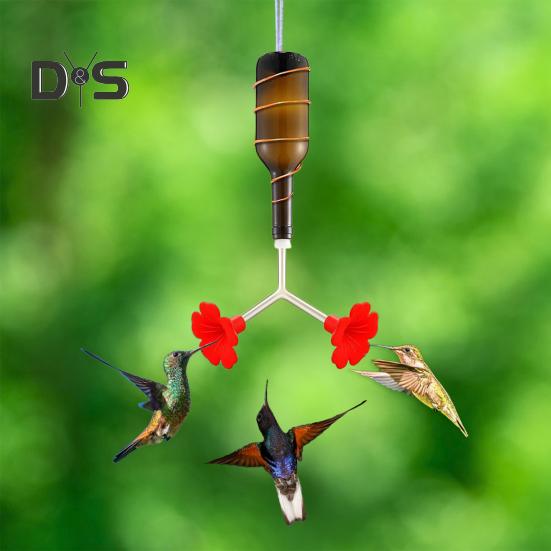 3 Pcs Floral Hummingbird Feeder Bird Feeder Tubes And Stoppers Double Head Feeding Ports with Bottle Stopper Water Feeding Replacement Parts for