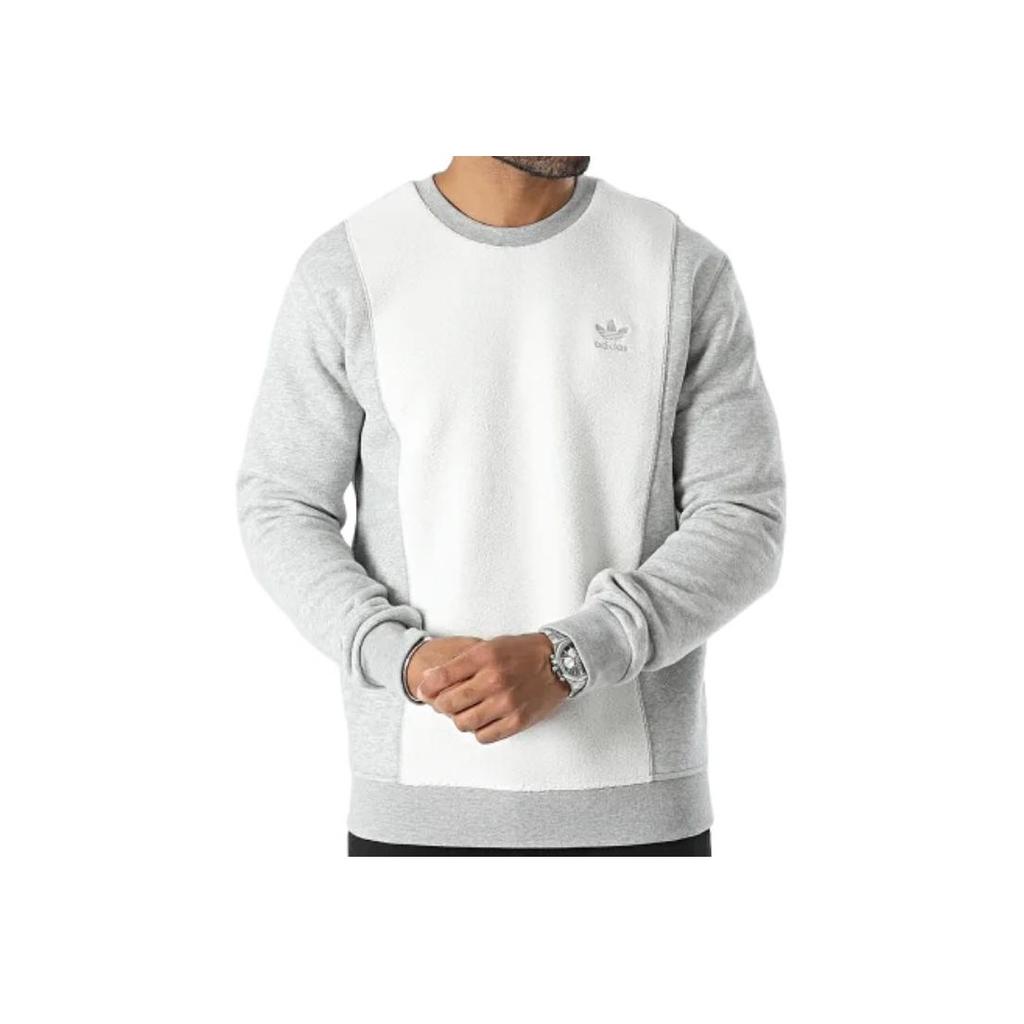 Adidas Originals Colorblock Crew Neck Fitted Long Sleeve Knit Sweater Men Tops Grey IM4448