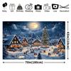Christmas joyous party spotlight background fabric cartoon village and pine tree design suitable for holiday partiesZL