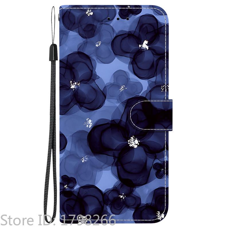 Elegante Portafoglio Colorato con Fiore Custodia per Telefono per Samsung Galaxy A27 5G SM-A276 A 27 Copertura in Pelle Flip Magnetica Carino Modello 3D Capa