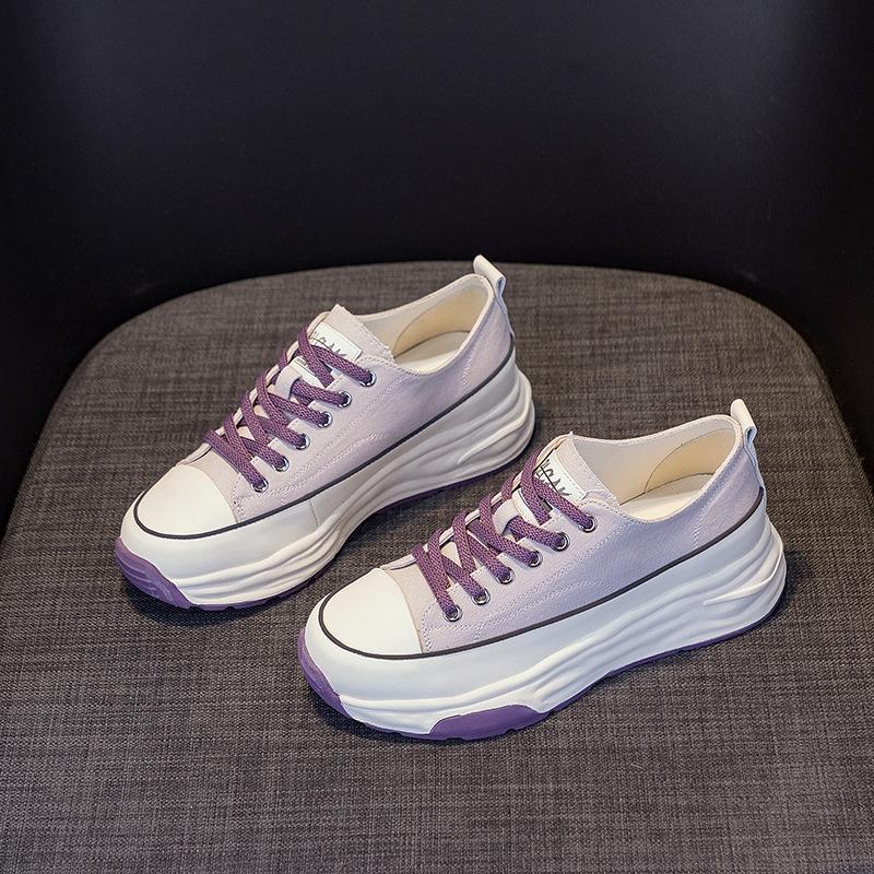 2025 new casual fashion versatile platform canvas shoes women's retro niche ins casual sports white shoes