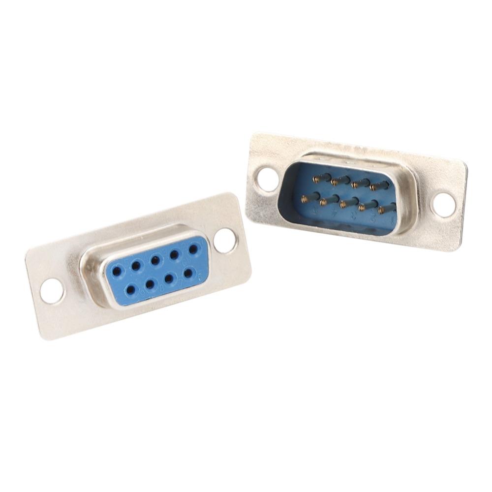 40 PCS DB9 Male and Female RS232 Connector Solder Type 9-Pin D-Sub Adapter Blue Monitor Plug Mechanical Equipment