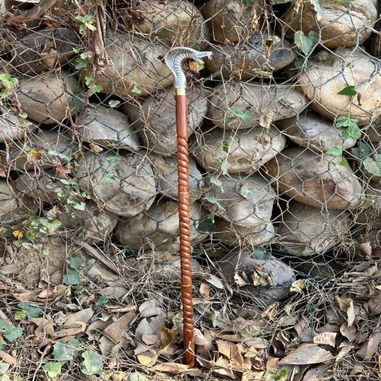 Silver Handle Cobra Head Walking Cane 93.98 cm Rosewood Wooden Stick, Christmas Wedding Travel Father, Mother, Grandfather, Grandmother Gift