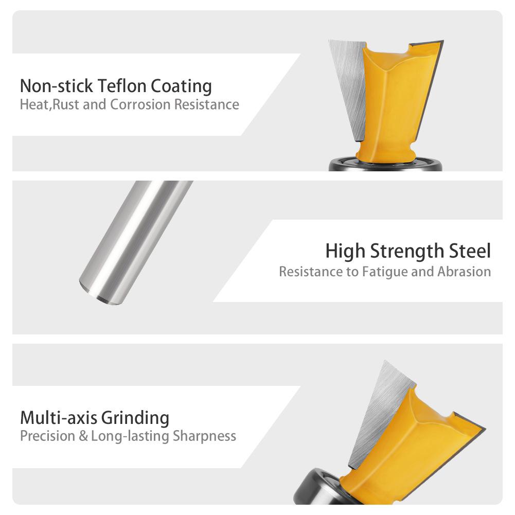 Bearing Imitation Dovetail Knife Slotting Trimming Machine Head Mouth < Unk > Knife 1/4 Handle Tenon Knife Engraving Machine Woodworking Cutter