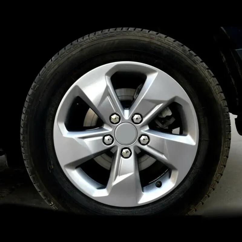 VERYUS 20Pcs 17mm Car Wheel Nut Cover Silver Alloy Wheel Nuts Bolt Caps Dust Cap Protection Anti-Rust Hub Screw Cover With Remov