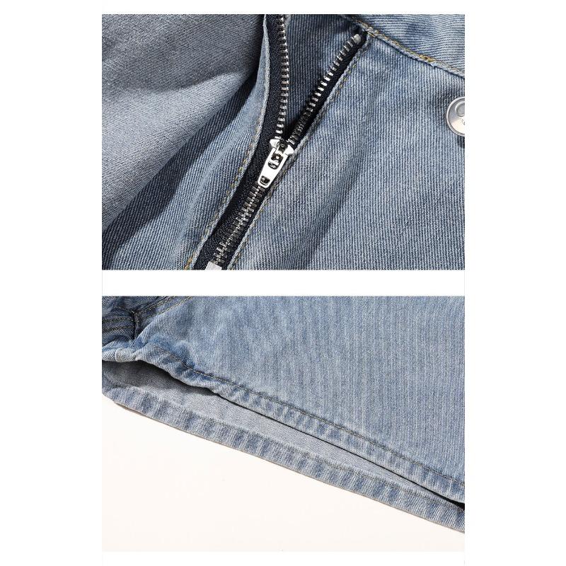 Women High Waist Wrap Denim Skort Light Blue Casual Jean Skirt Shorts