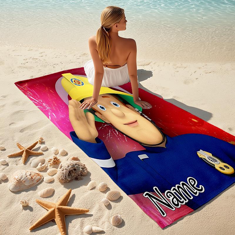 Personalized Fireman Sam's Lighthouse Adventure Beach Towel Microfiber Beach Towel Thin Absorbent for Beach Swimming Yoga Bath Sports. 0910188