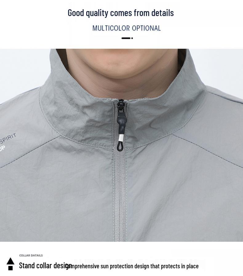 Men's Summer Windbreaker: Lightweight Ice Silk, Quick-Dry, Loose Fit, Stand Collar, Plus Size Fishing Jacket.