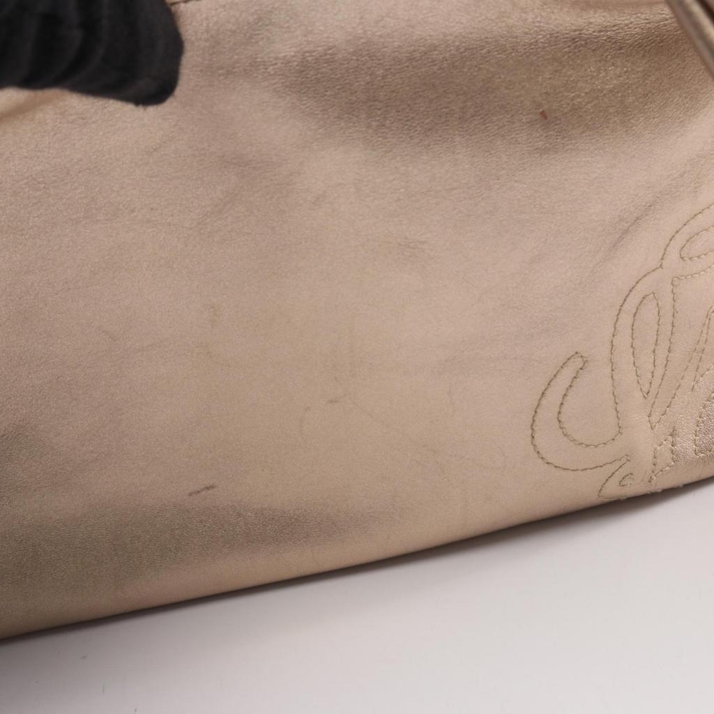 Used LOEWE Anagram Handbag Leather Gold Used Women