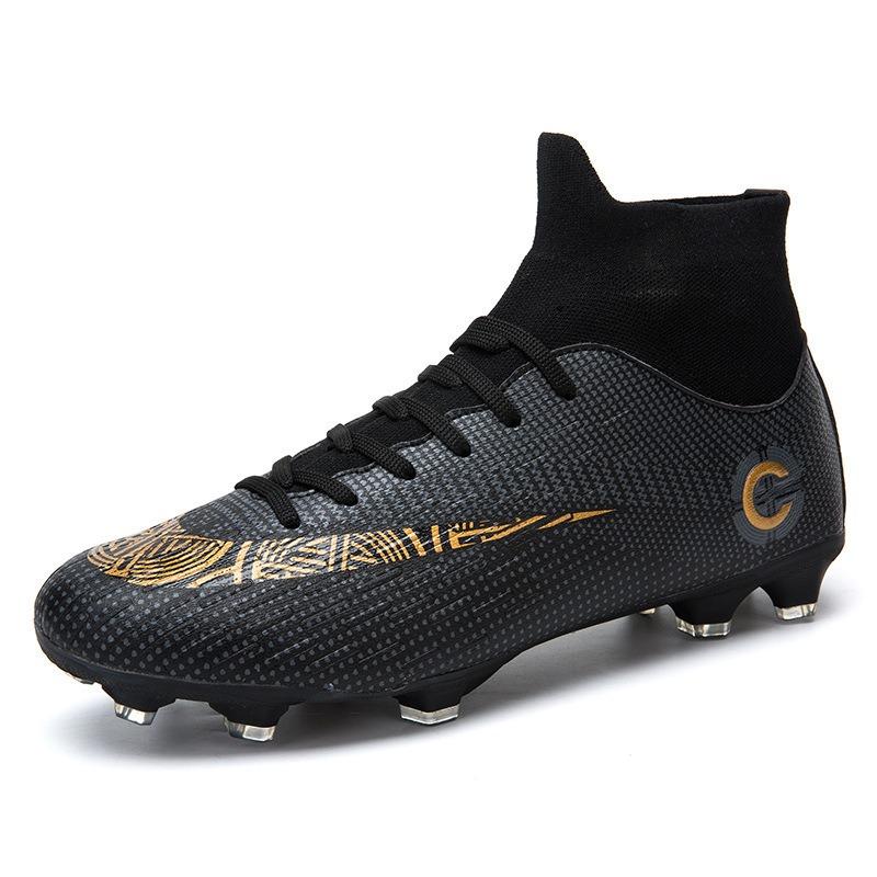 High-top football shoes men's long spike shoes artificial grass broken nails training sports classic Luo football shoes