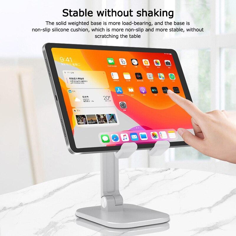 Foldable Desk Mobile Phone Holder Stand for IPhone IPad Pro Tablet Flexible Metal Table Desktop Adjustable Cell Smartphone Stand for Online Class
