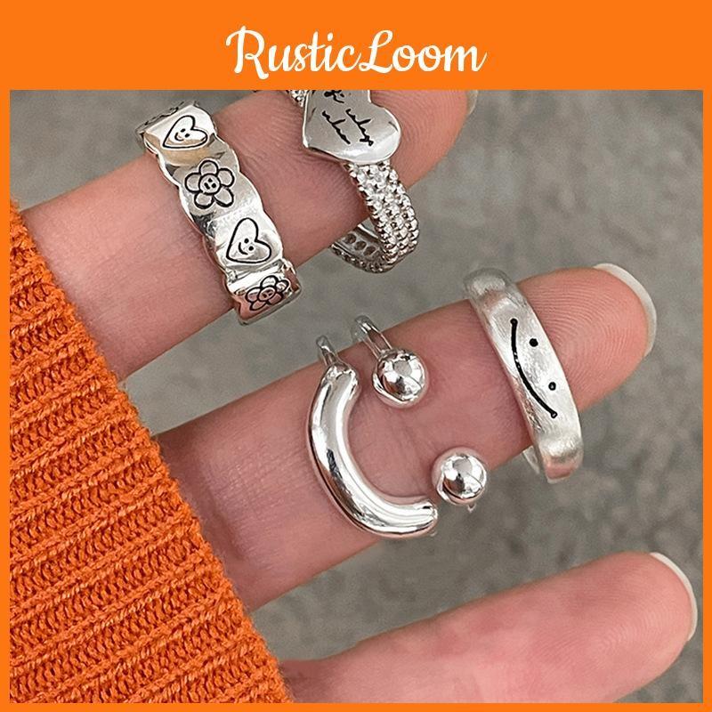 Smiley Heart Adjustable Finger Ring Women Decoration Jewelry Gift Ornaments