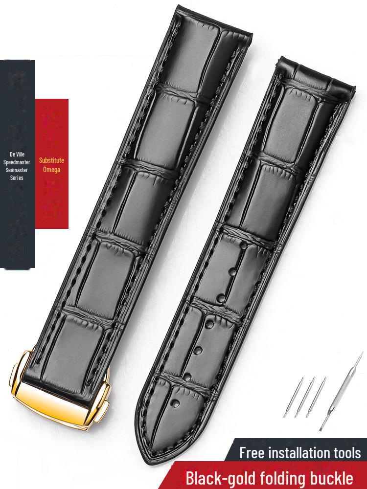 Omega Seamaster Genuine Leather & Bamboo Butterfly Strap - Men's & Women's Cowhide 20mm.