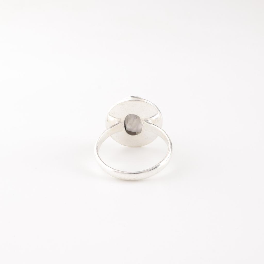 Bague Fait Main en Argent Sterling 925 avec Pierre Gemme Rutile Noir Pour Filles RR-62-24