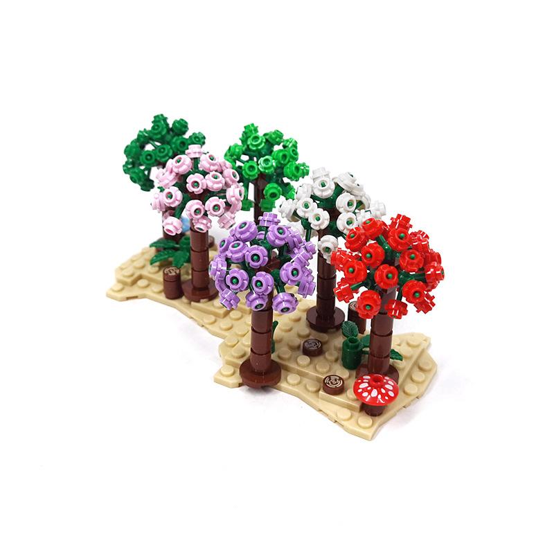 Assemble small pellet flower ball tree house wedding city street scene hydrangea building block toy
