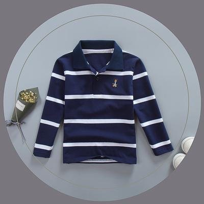 T-shirt da ragazzo Camicie per bambini in cotone per bambini Polo a righe a maniche lunghe per ragazzi 100-165 cm