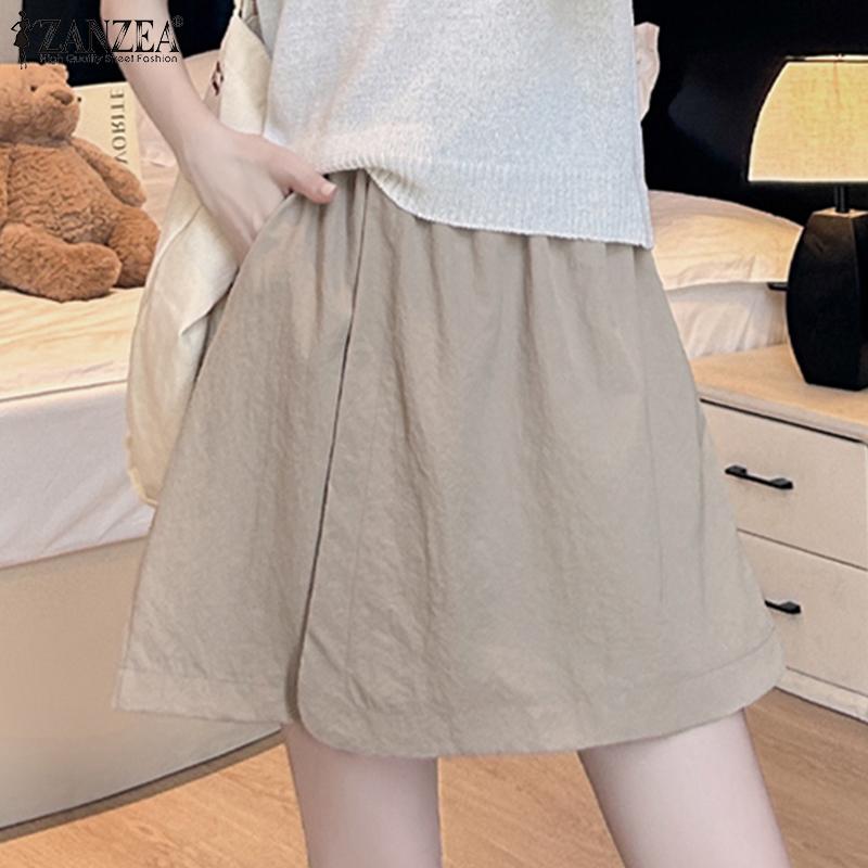 ZANZEA Womens Summer Casual Solid Color Loose Shorts Culottes