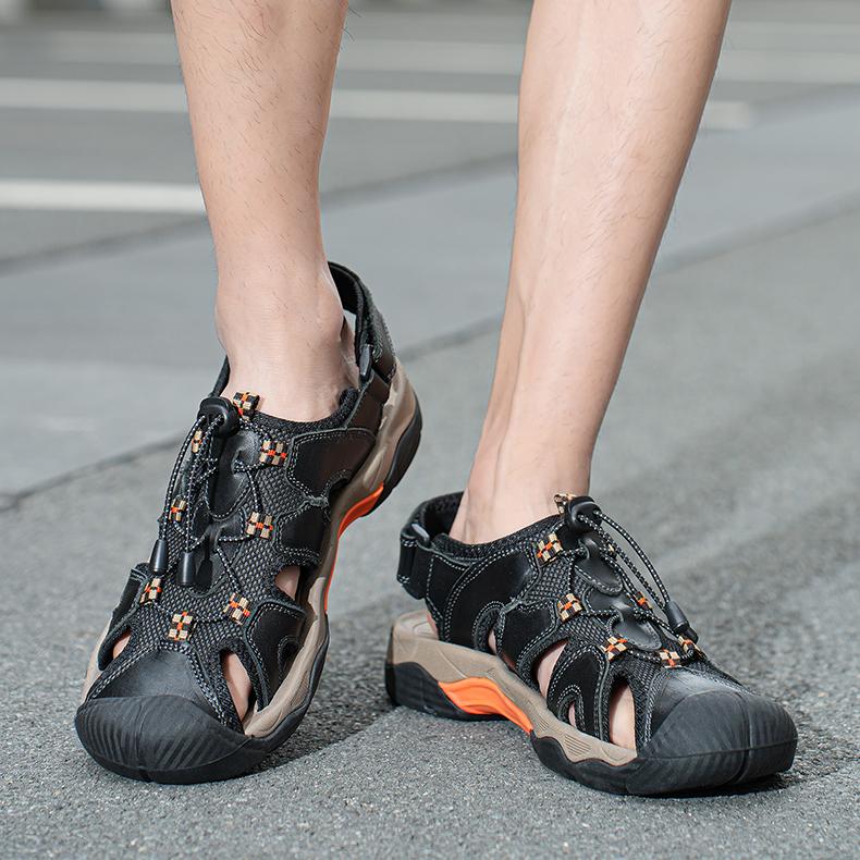 Letní móda Pánské plážové sandály Vysoká kvalita Ležérní tenisky Sandály z pravé kůže Venkovní pánské sandály Velká velikost 39-48