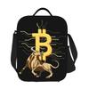 Bitcoin Bull Thermal Insulated Lunch Bags BTC Crypto Currency Portable Lunch Tote for Work School Travel Storage Bento Food Box