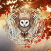 Owl-Design Metal Windmill Garden Decor – Dual-Direction Spinning Wind Chime, White Face & Owl Art, Outdoor Hanging Ornament – Easy