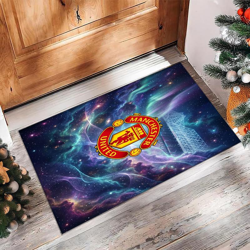 Tappeto in Flanella Stampato Manchester United Antiscivolo Morbido Poliestere Tappeto per Pavimento Tappetino Decorativo per Interni per Camera da Letto Soggiorno Divano