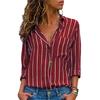 Womens Long Sleeve Loose Blouse Casual Tops Featuring Elegant V-neck Button-up Design