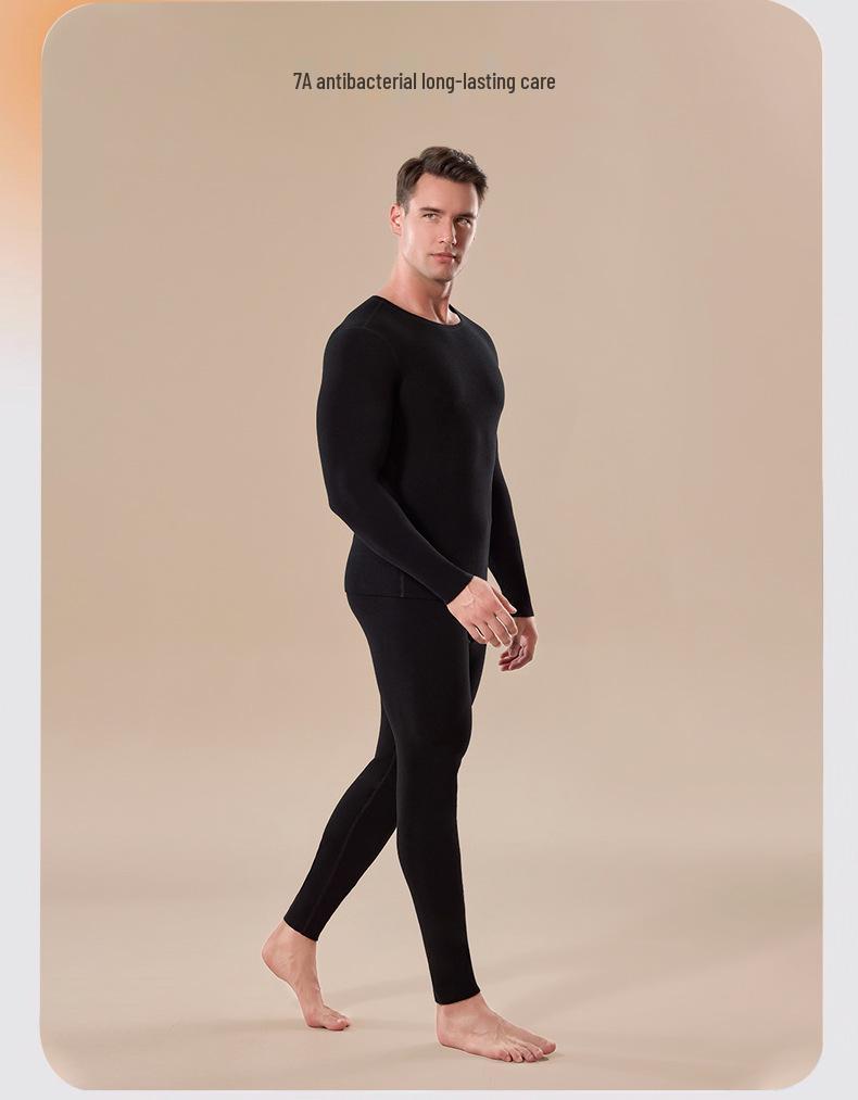 Men's Seamless Thermal Underwear Set - German Cashmere, Antibacterial, Warm for Autumn and Winter