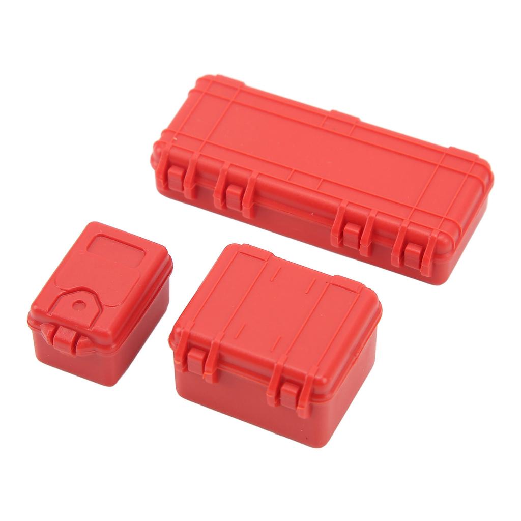3 Pcs RC Car Simulation Luggage Case Large Medium Small RC Crawler Suitcase Decoration for 1 18 1 24 Red