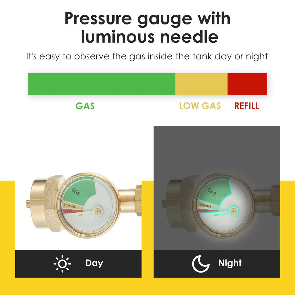 Propane Tank Hose Flexible Propane Refill Adapter Hose with Gauge Propane Tank Extension Hose Barbecue Accessories for 1 lb Tank