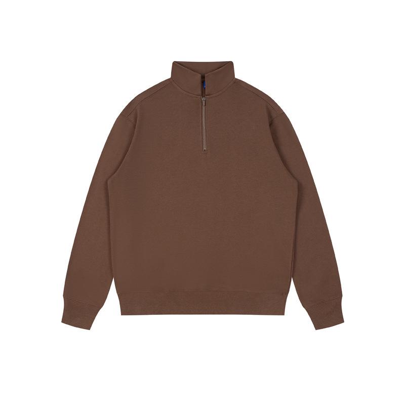 350g Heavyweight Stand Collar Half-Zip Hoodie for Outdoor Sports - Plain Color, High Quality, Spring & Autumn Wear