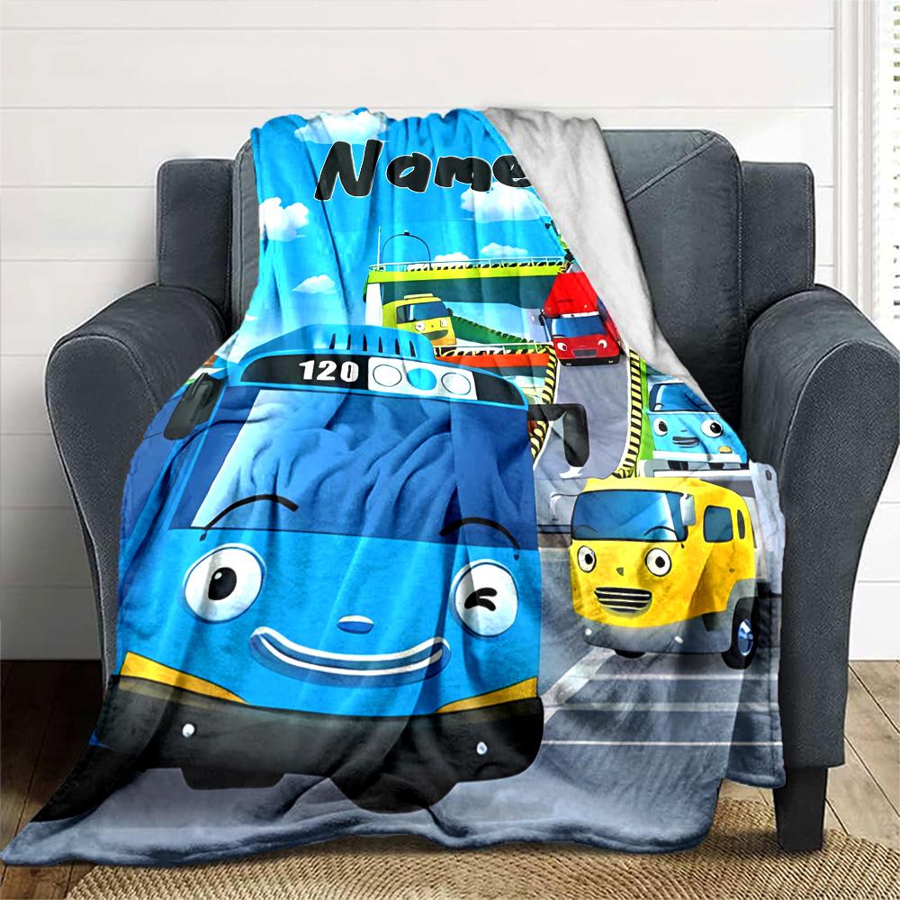 Coperta Personalizzata Nome Personalità Tayo il Piccolo Autobus Morbida e Calda per Divano Ufficio Letto Viaggio Pausa Pranzo, Regalo Adatto a Tutte le Stagioni
