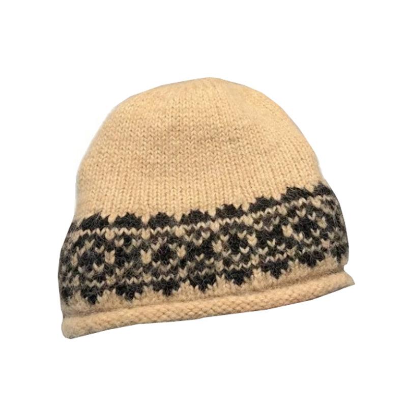 Niche Wool Blended Internet Celebrity Versatile Casual Jacquard Knitted Hat Ear Protection Warm Fisherman Basin Hat Men and Women