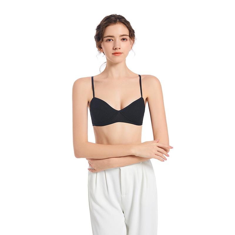 

Нижнее белье Hua Fu Lattice No Costware, однотонный, многоцветный бюстгальтер с тонкими бретельками L чёрный